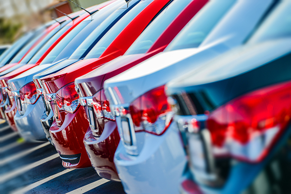 GMC Cars lined up at a Dealership